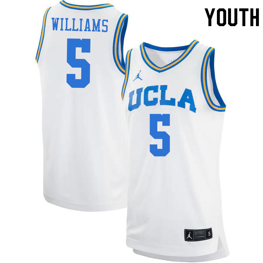 Youth #5 Brandon Williams UCLA Bruins College Basketball Jerseys Stitched Sale-White - Click Image to Close